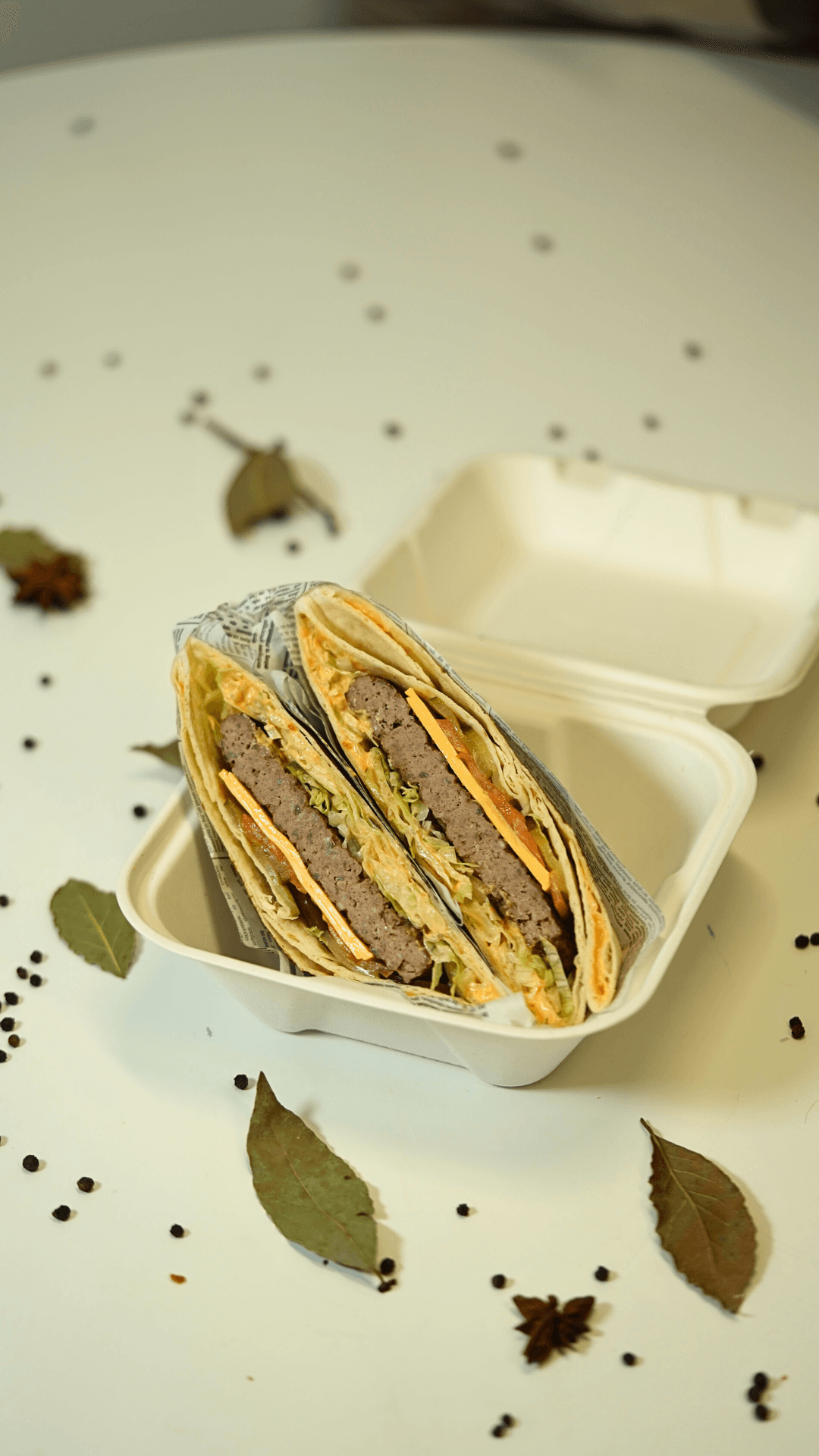 Wrap with a beef patty